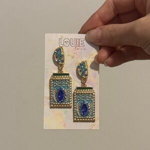 Blue and Gold Beer Earrings